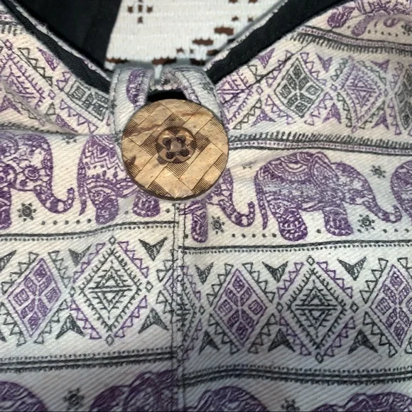 Canvas Elephant Print Hobo Sling Bag - Picture 4 of 10